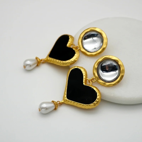 Zara Vintage Floral Green Stone Statement Tear Drop Long Dangle Earrings - Picture 10 of 13